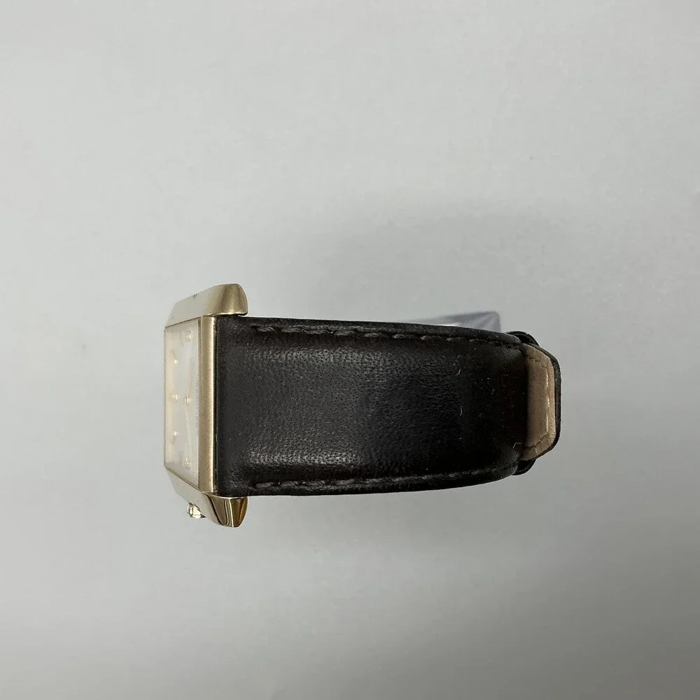 Kenneth Cole Reaction Mens Watch 33mm Silver Gold Tone Black Leather New Battery